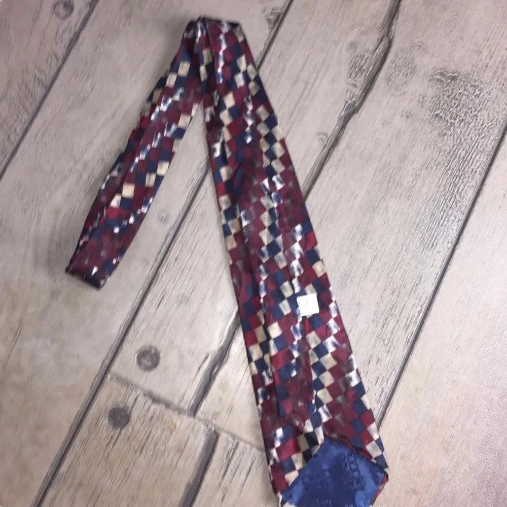 Burma Bibas 100% Silk Tie Geometric Made in USA Retro Career Business